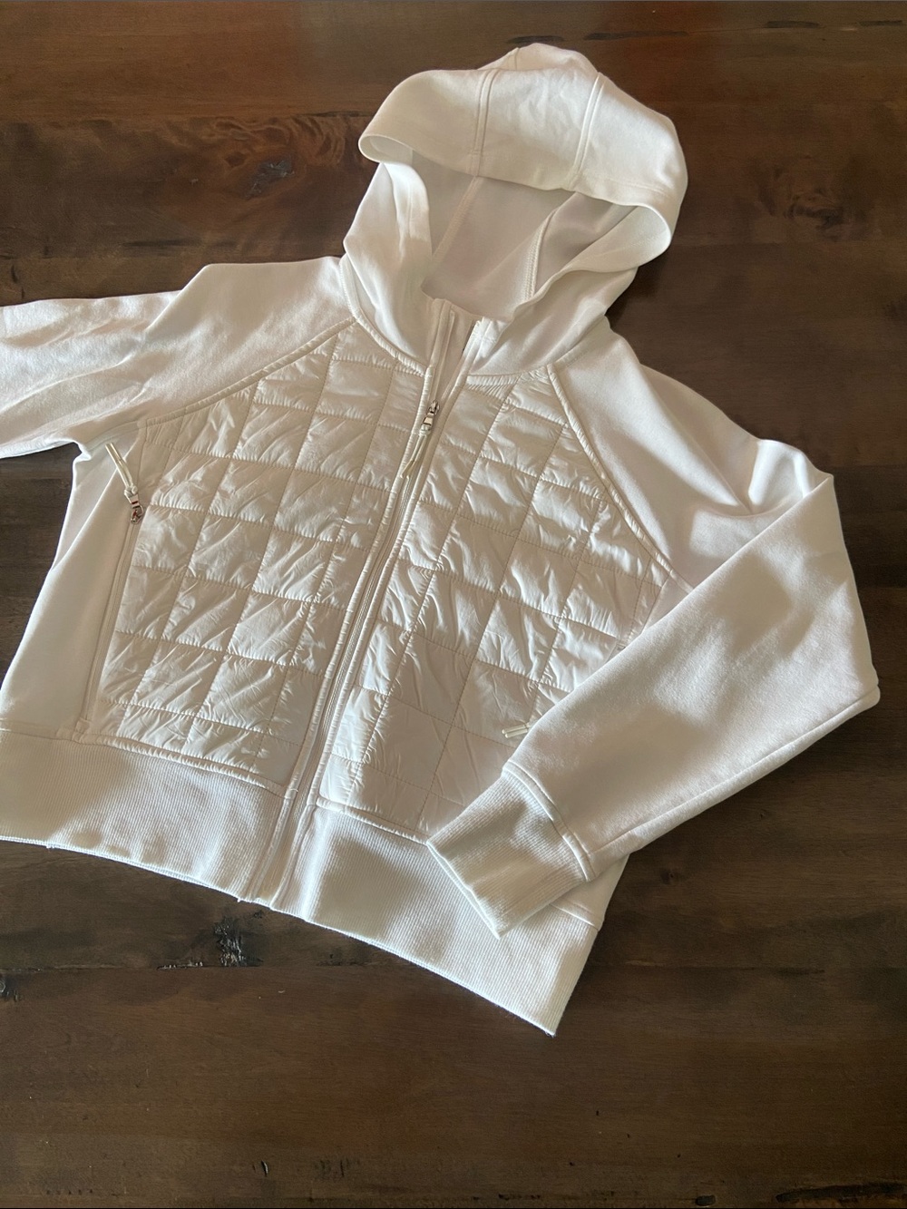 Old Navy White Quilted-Front Hooded Jacket